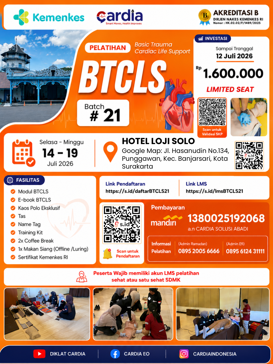 Gambar Pelatihan Basic Trauma Cardiac Life Support (BTCLS) Batch 21